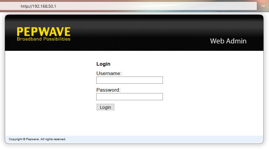 Logon screen for Pepwave Surf SOHO